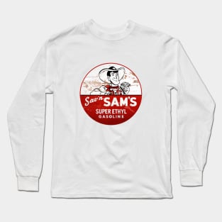 Sav'n Sam's Super Ethyl Gasoline distressed vintage sign reproduction Long Sleeve T-Shirt